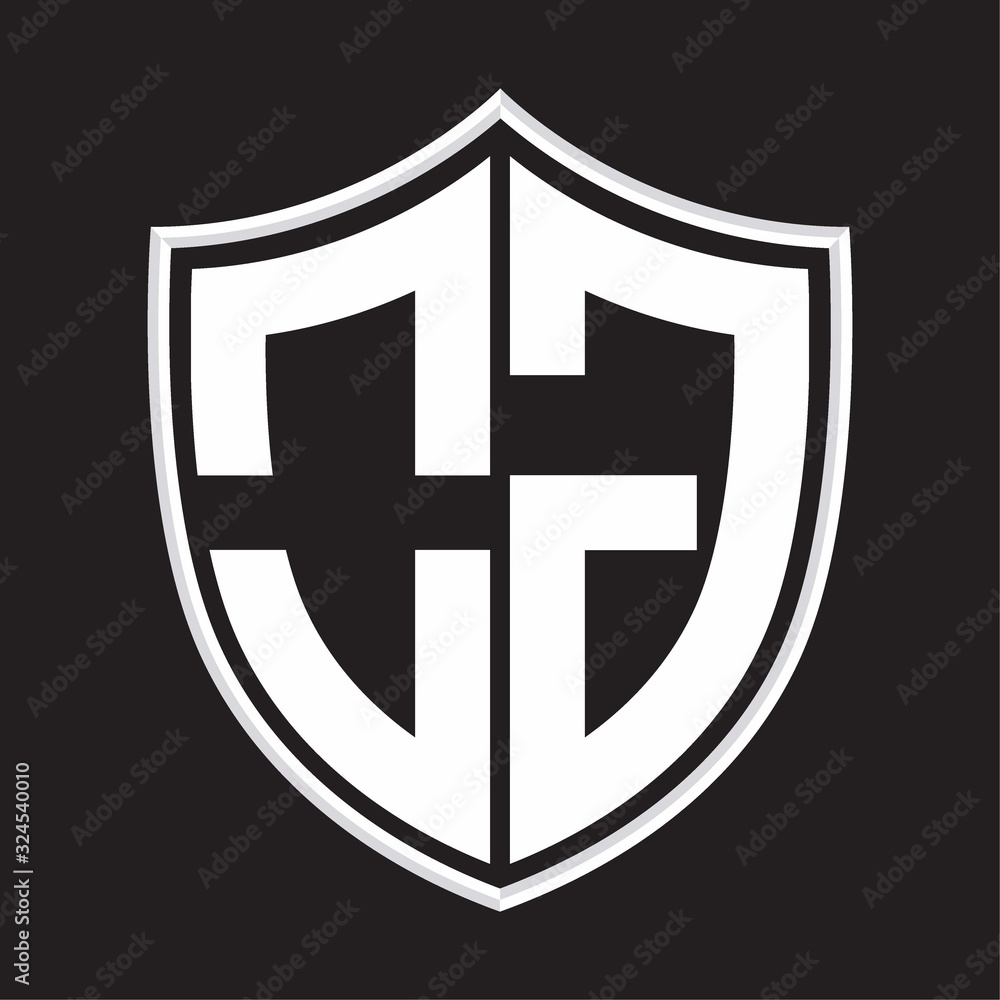 OG Logo monogram with shield shape isolated on outline design template OG Logo monogram with shield shape isolated on outline design template
