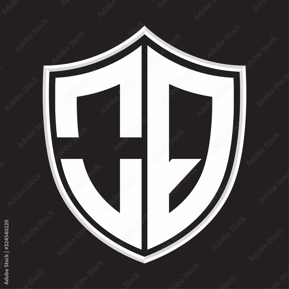 OQ Logo monogram with shield shape isolated on outline design template OQ Logo monogram with shield shape isolated on outline design template