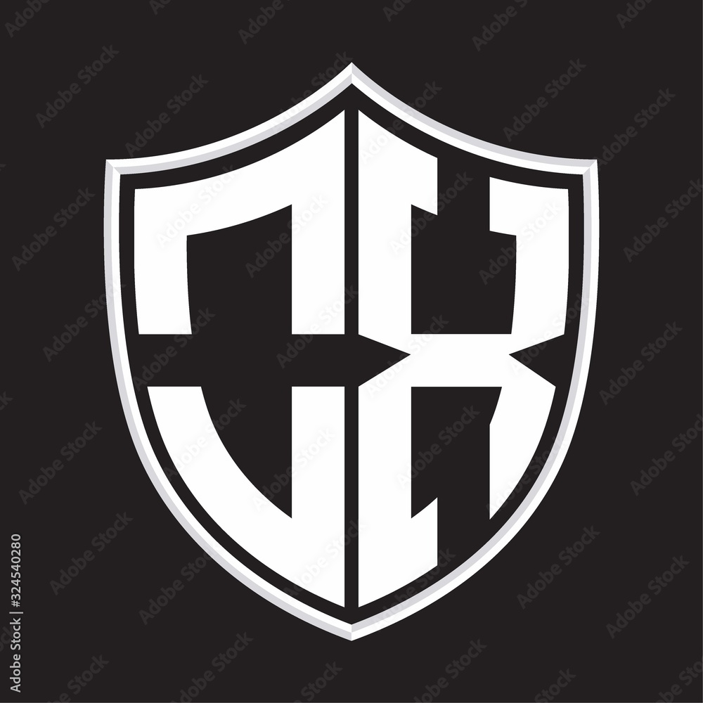 OX Logo monogram with shield shape isolated on outline design template ...