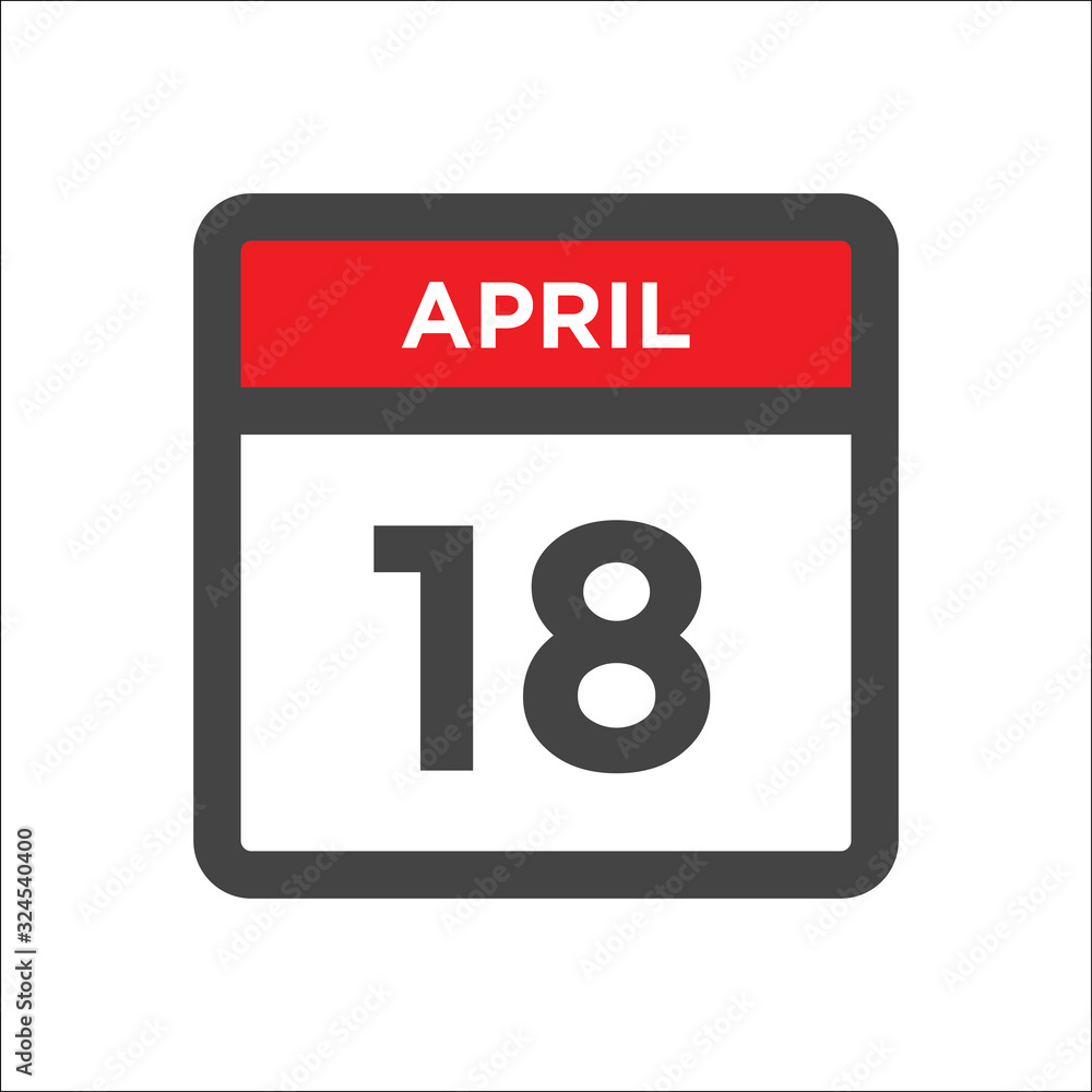 April 18 calendar icon with day of month Stock Vector Adobe Stock