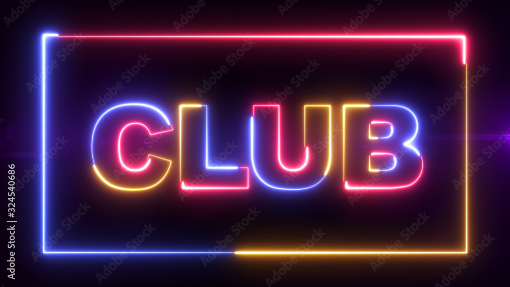 Club advertising signboard in red, blue and yellow Club advertising signboard in red, blue and yellow