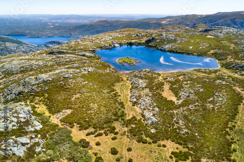Aerial landscape of mountain lagoons