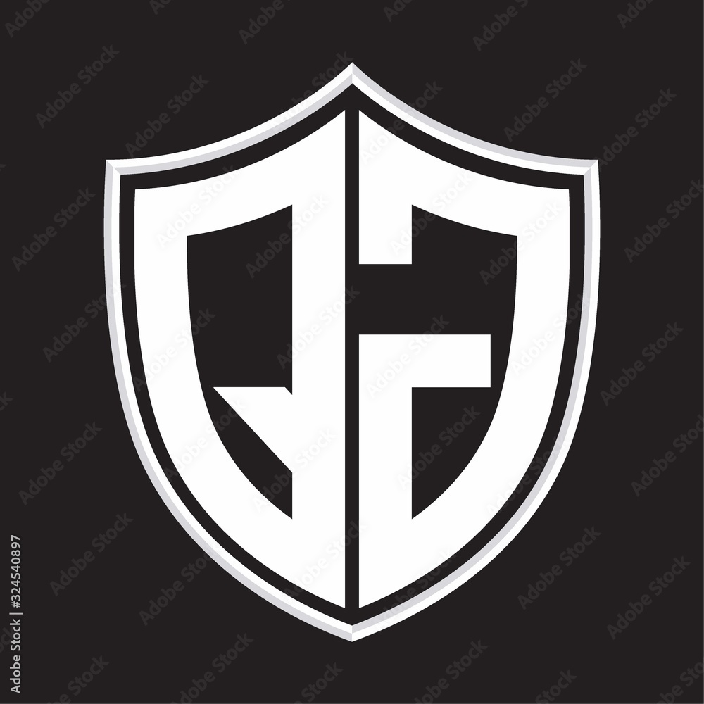 QG Logo monogram with shield shape isolated on outline design template QG Logo monogram with shield shape isolated on outline design template