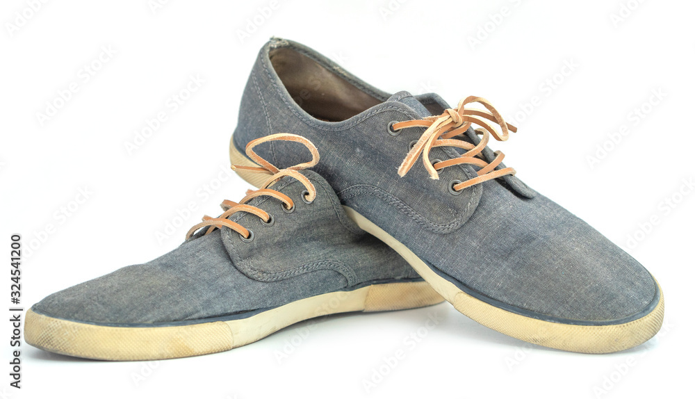 old used fashion shoes for male isolated on white background old used fashion shoes for male isolated on white background