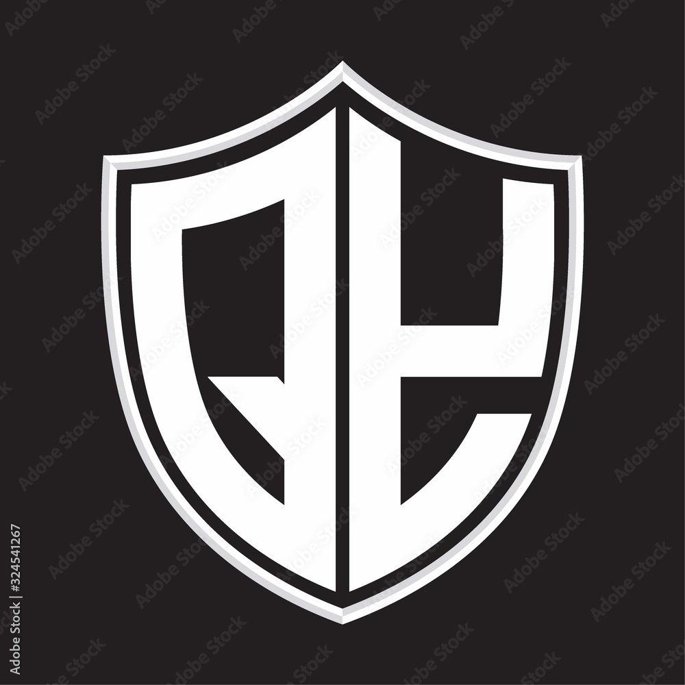 QY Logo monogram with shield shape isolated on outline design template QY Logo monogram with shield shape isolated on outline design template