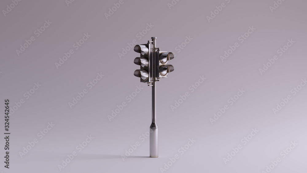 Silver Traffic Light Signal 3d illustration 3d render Silver Traffic Light Signal 3d illustration 3d render