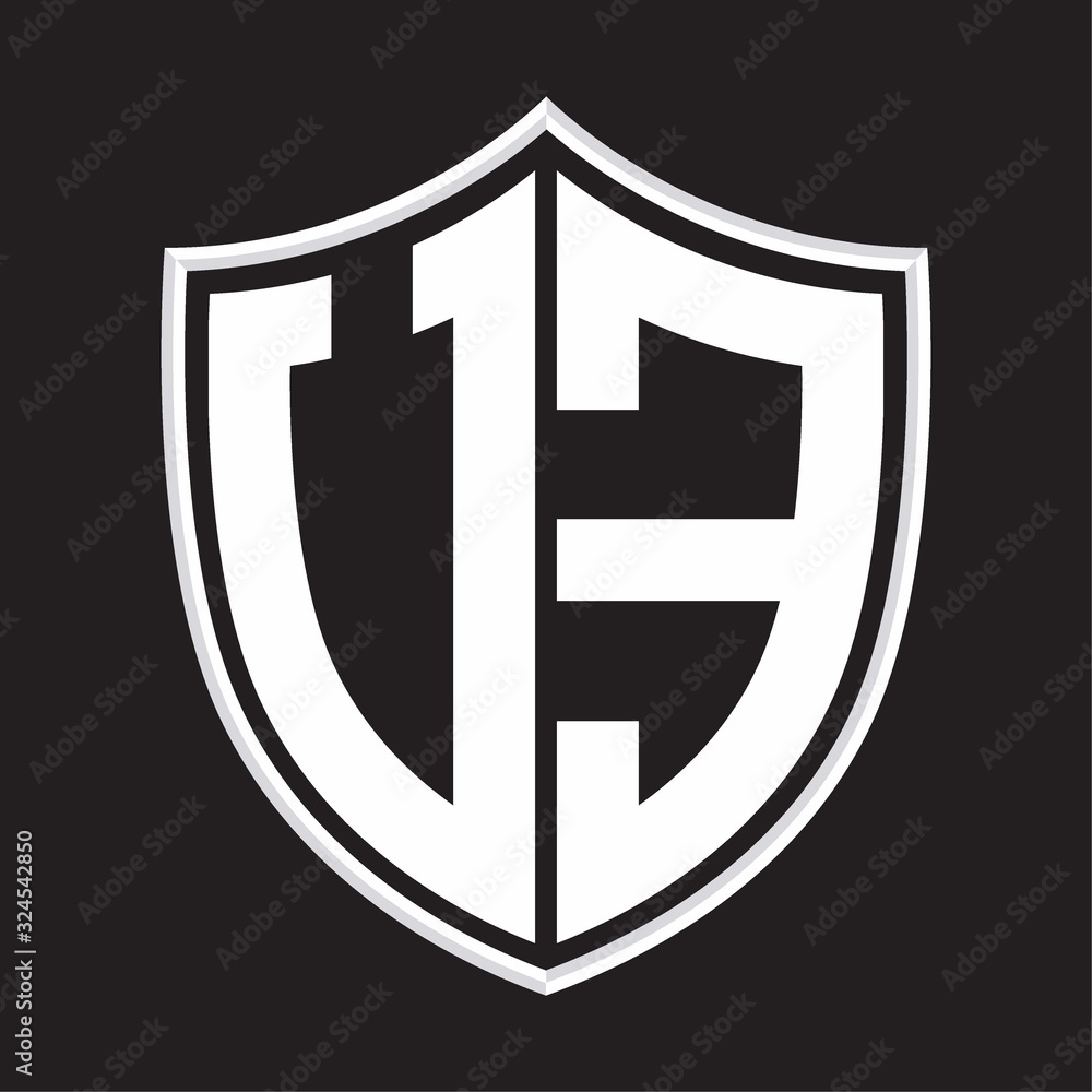 UE Logo monogram with shield shape isolated on outline design template