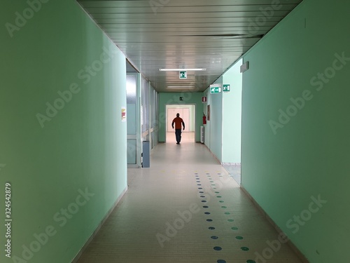 hospital corridor with unrecognizable people