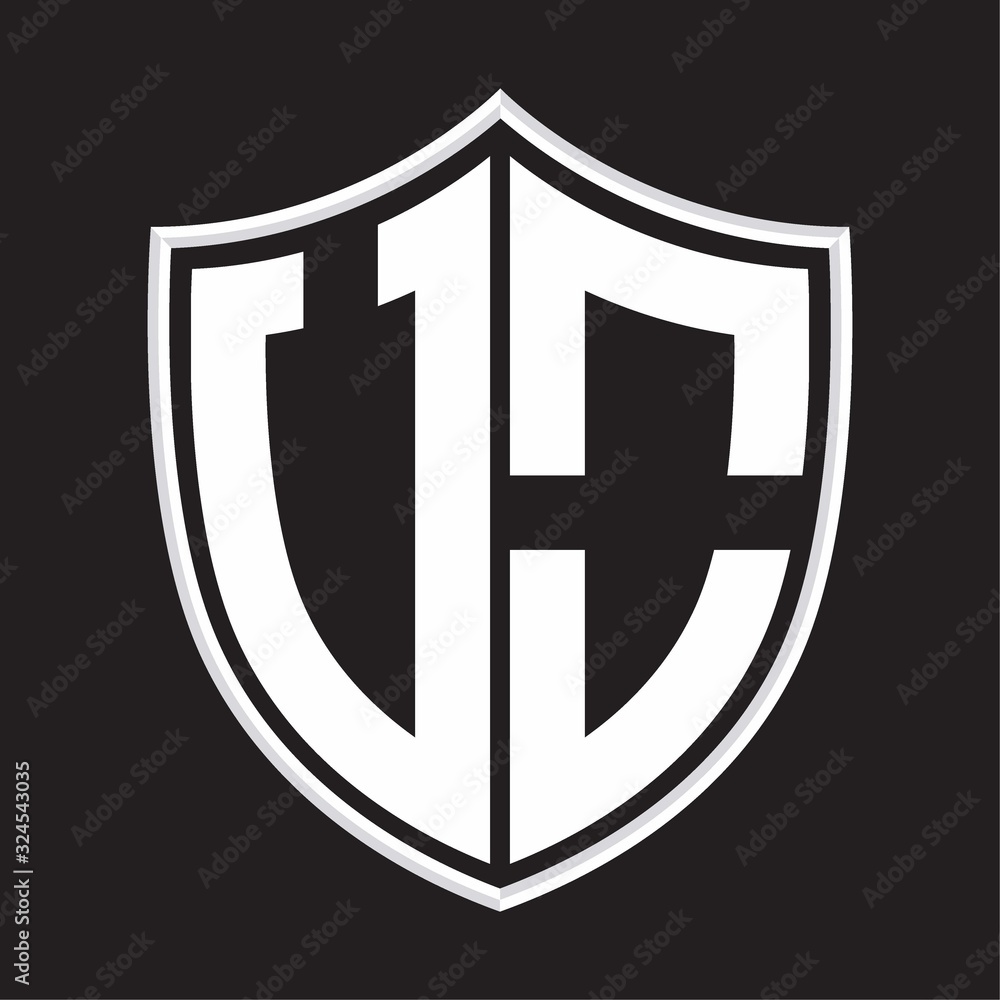 UO Logo monogram with shield shape isolated on outline design template UO Logo monogram with shield shape isolated on outline design template