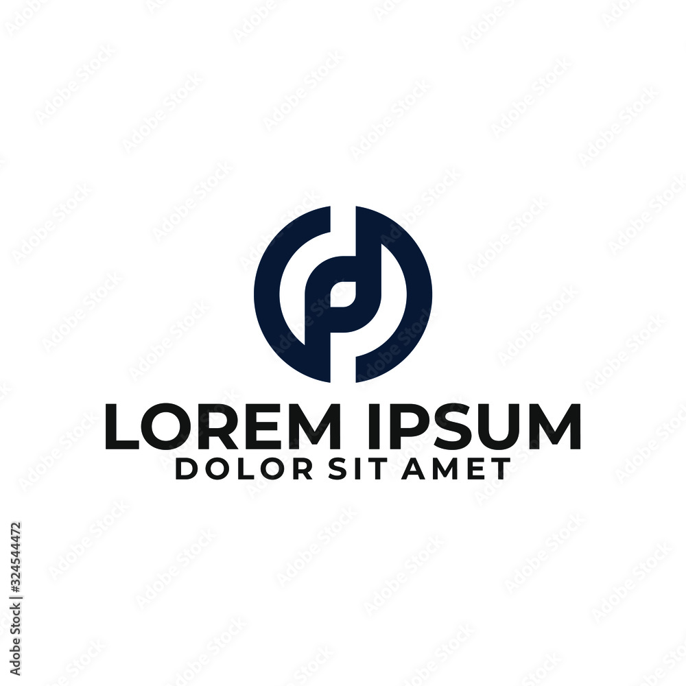 Initial letter dp or pd logo template with circle line art symbol in flat design monogram illustration Initial letter dp or pd logo template with circle line art symbol in flat design monogram illustration