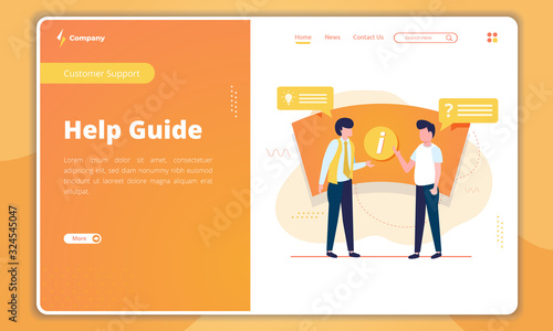 Help guide concept on landing page template