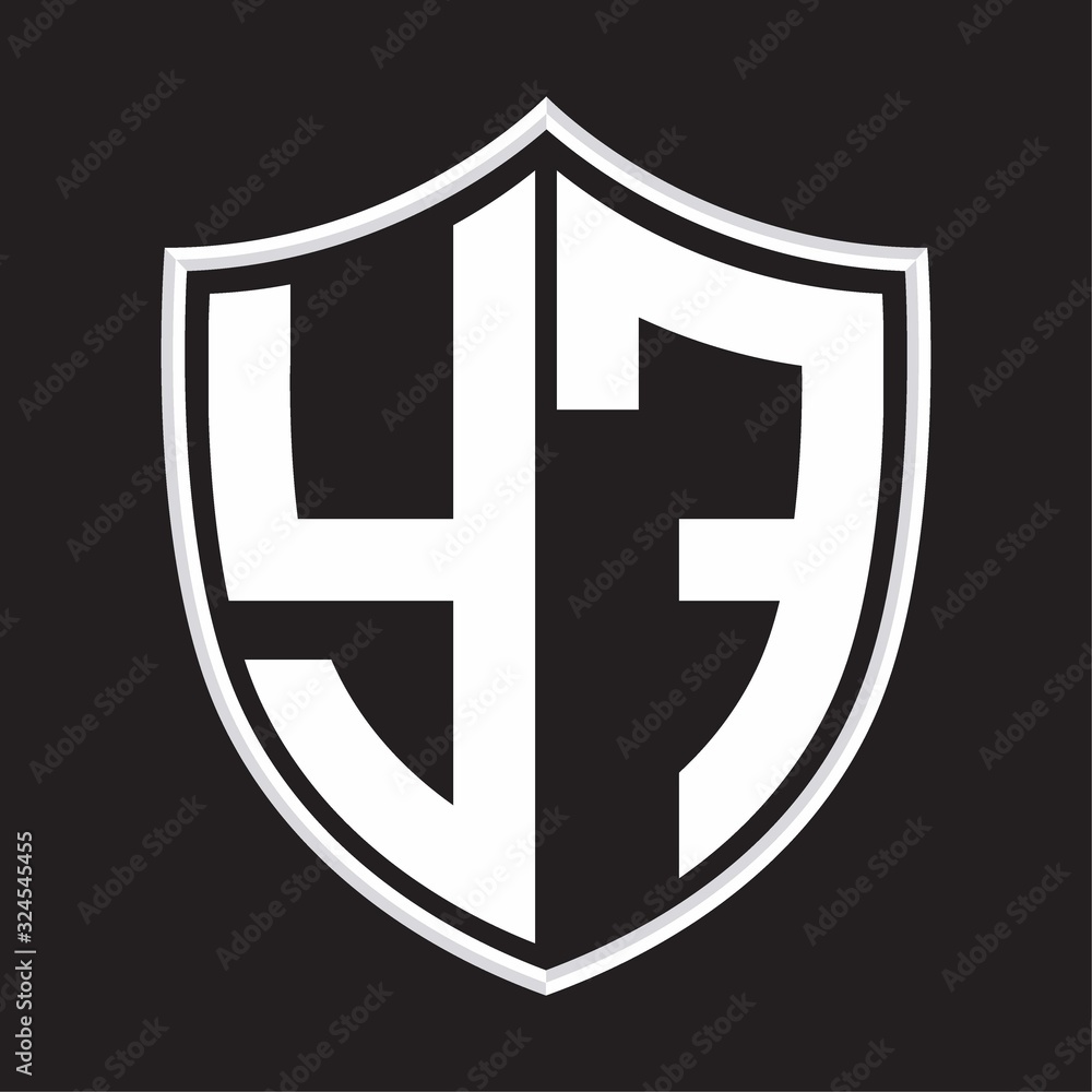 YF Logo monogram with shield shape isolated on outline design template YF Logo monogram with shield shape isolated on outline design template