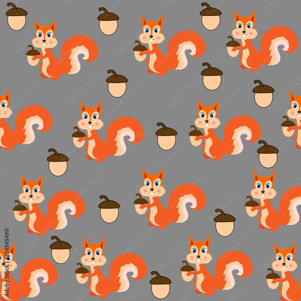 Obraz premium cute squirrel pattern illustration vector