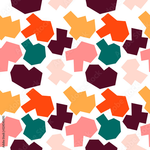 Trendy seamless pattern with graphic abstract shapes. Geometric wallpaper  cover design.