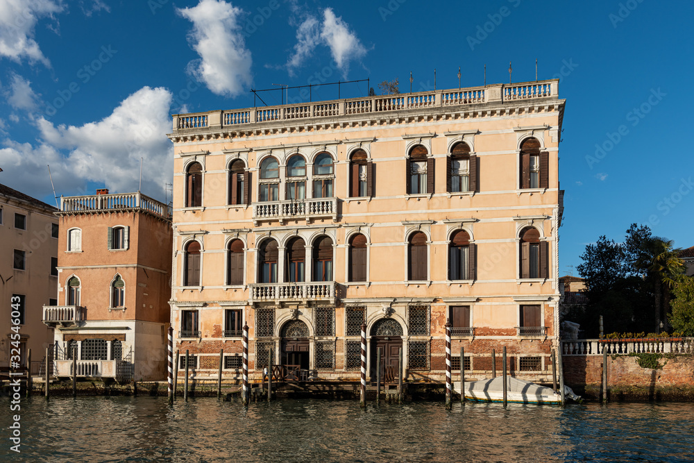 Old house on the Canale Grande in Venice on a sunny day in winter
