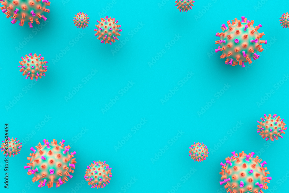Virus on a blue background. Medical concept.