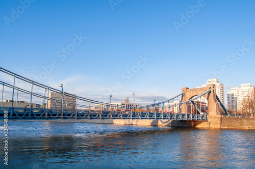 Wroclaw, Poland, February 2020. Grunwaldzki Bridge (most grunwaldzki) Suspension bridge in wroclaw