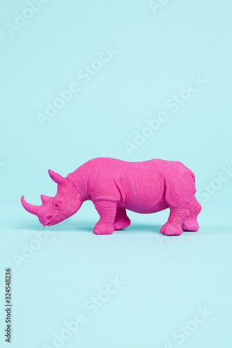 pink pop plastic rhinoceros turquoise