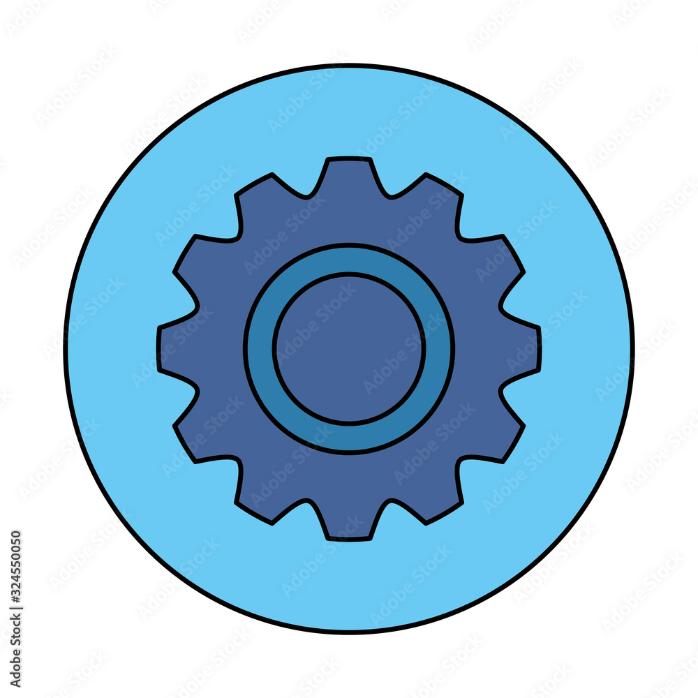 gear pinion machine in frame circular vector illustration design