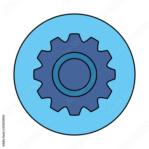 gear pinion machine in frame circular vector illustration design