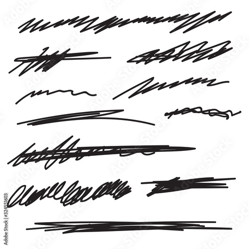 Wallpaper Mural Vector set of hand drawn underline. Black scribble brush strokes collection. Felt tip brush smears stripe. Torontodigital.ca
