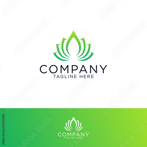 Logo design and emblem vector lotus flower, yoga studio and physical fitness health, cosmetic and beauty, spa and esthetics logo template modern style