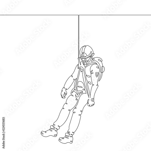 Fotografi rescuer rock climber hanging