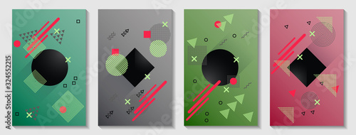 Memphis cover layouts kit. Front page templates