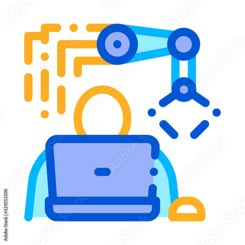 Programming Robot Icon Vector. Outline Programming Robot Sign. Isolated Contour Symbol Illustration