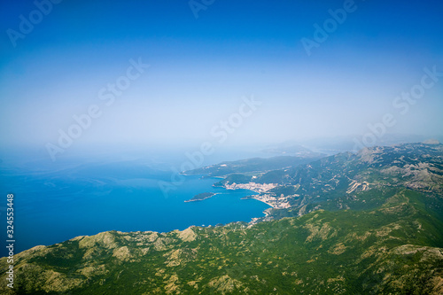 View of the bay of Budva from a great height, Montenegro