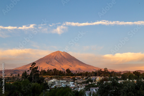 Sunset view of El Misti in Arequipa, Peru photo