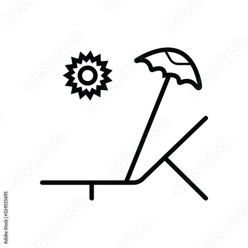 Beach vector icon. Umbrella with deck chair