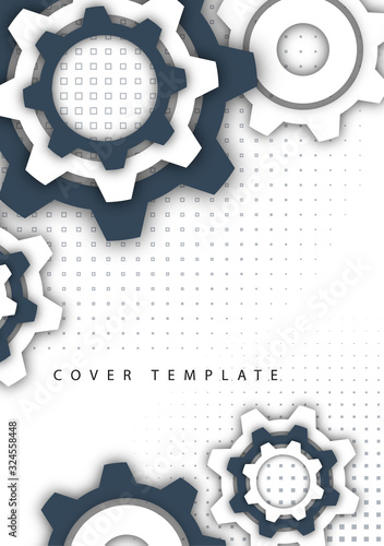Technological background, gear wheel, modern cover template. The concept of teamwork, ideas, solutions found, part of the mechanism.