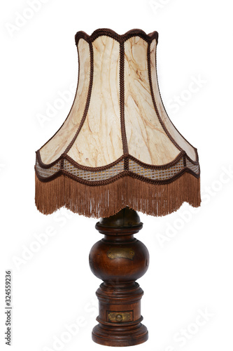 Old Wooden Floor Lamp Isolated On White Background - Immage