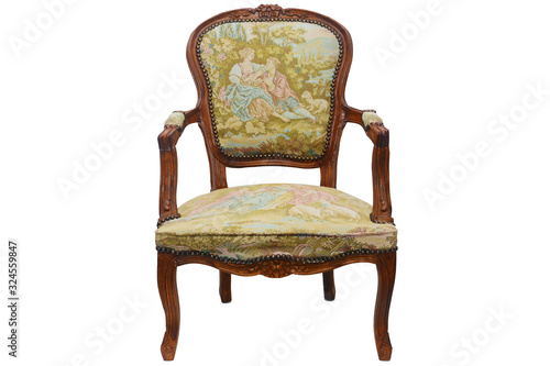 Antique Baroque Armchair Isolated On White Background - Immage