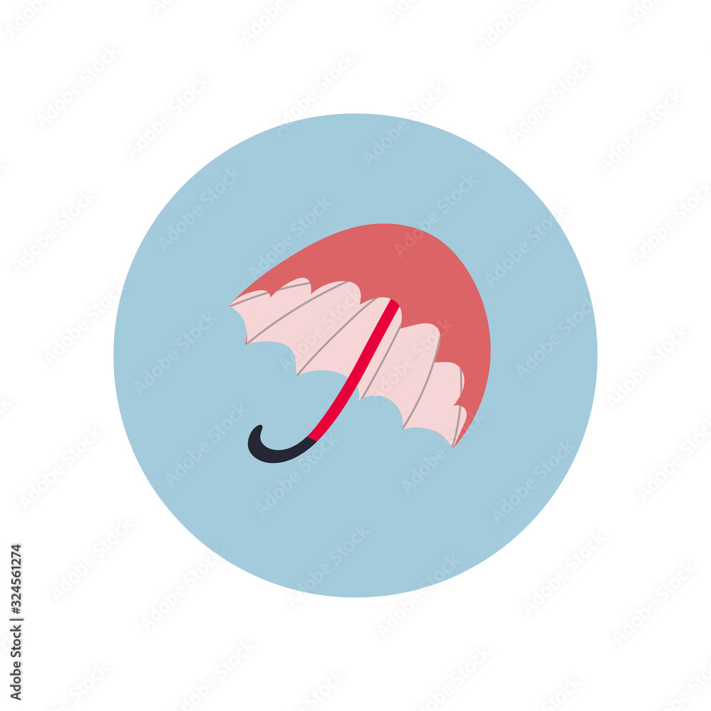 Obraz premium Pink umbrella illustration circle icon sticker