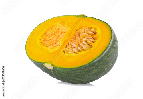 Green pumpkin isolated on the white background .