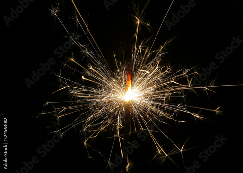 fire spark with black background.