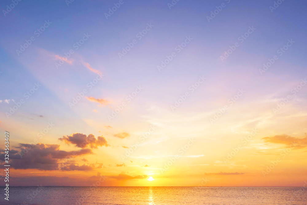 Environment Day Concept: Beautiful sunset on the beach and sea