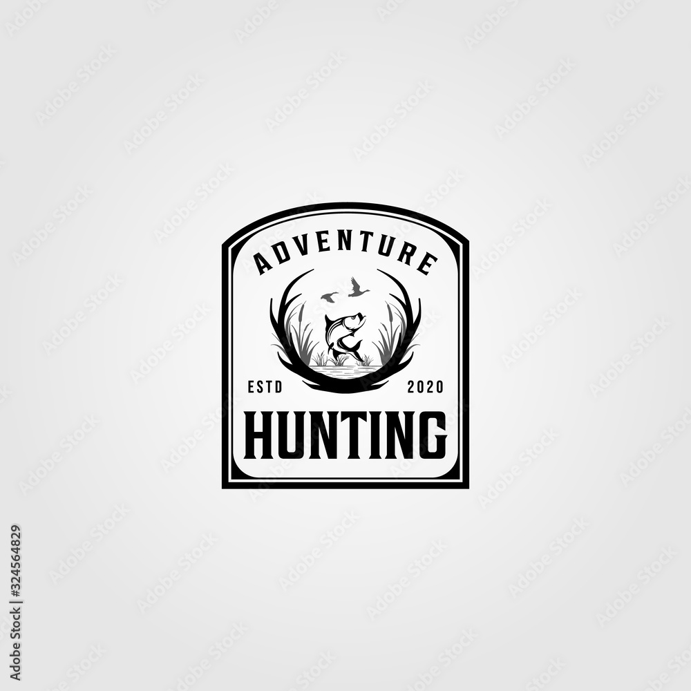 Fototapeta premium hunting adventure logo vintage vector illustration design