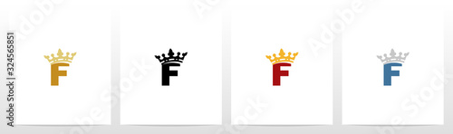  Royal Crown On Letter Logo Design F