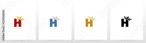  Royal Crown On Letter Logo Design H