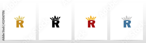  Royal Crown On Letter Logo Design R