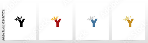  Royal Crown On Letter Logo Design Y