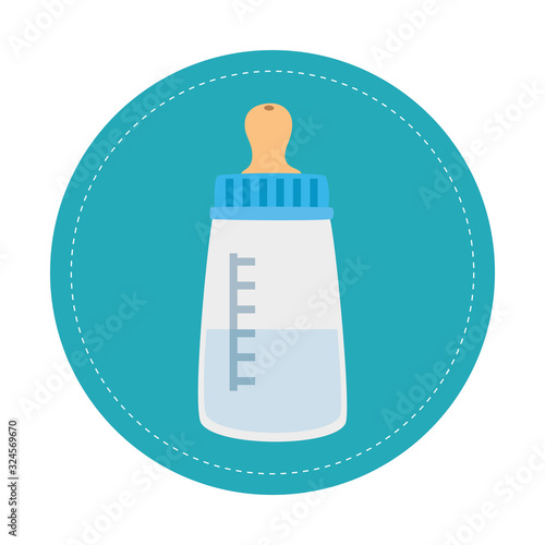 baby bottle milk in frame circular vector illustration design