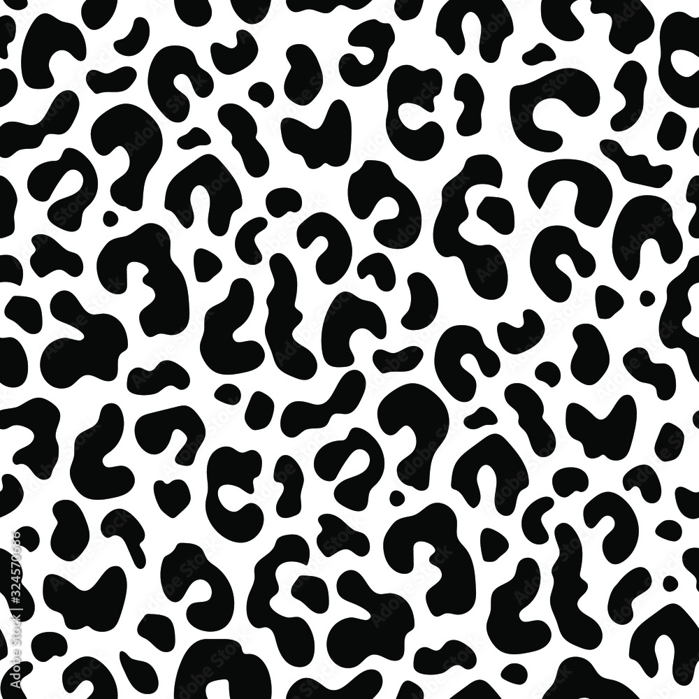 Seamless black and white leopard pattern. Vector illustration. Seamless black and white leopard pattern. Vector illustration.