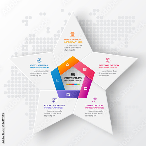 Vector star for infographic,Business concept with 5 options.