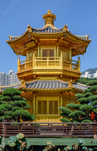 The Golden Pavilion of Perfection in Nan Lian Garden  Hong Kong.