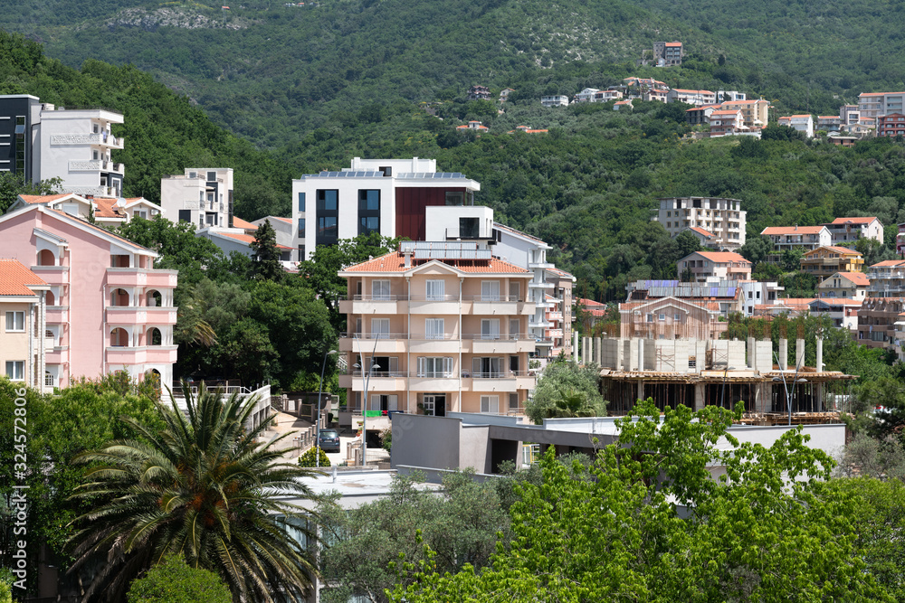 The resort village of Becici in the Montenegro