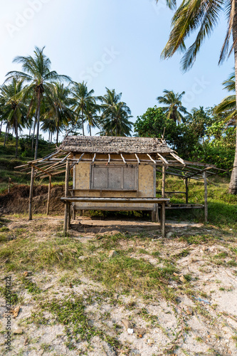 little bamboo house in tropical beach